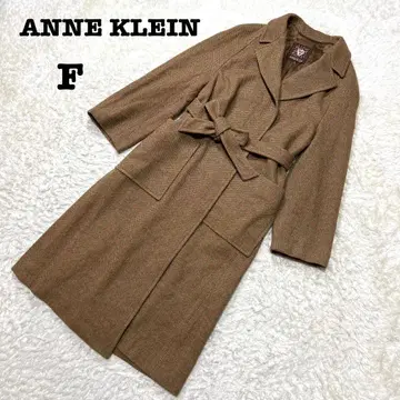 언클라인 롱 코트 아우터 리본 브라운 버튼리스 체스터