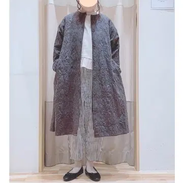 사만사 모스모스 총 자수 코트 롱 자켓 노카라