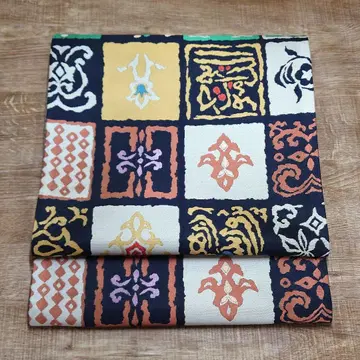 후쿠로 오비 이치마츠 후시기 네이비 바탕 육통 재단 포함