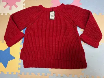 정가 14,000엔 Aga 빨간색 니트 스웨터 9호