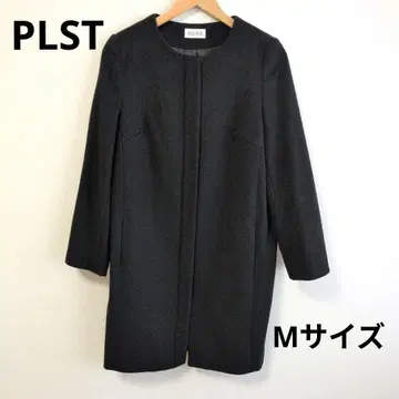 PLST 울 비버 노카라 코트 블랙 M 사이즈 지퍼