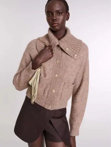 maje 마쥬 울 블렌드 니트 가디건 카멜