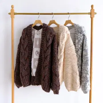 SeaRoomlynn 핸드메이드 믹스 케이블 니트 자켓