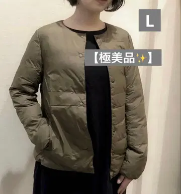 [ 새상품급 ] MUJI 경량 다운 포켓터블 노카라 블루종 여성 L