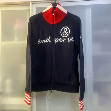 and per se 풀 지퍼 자켓 네이비/레드