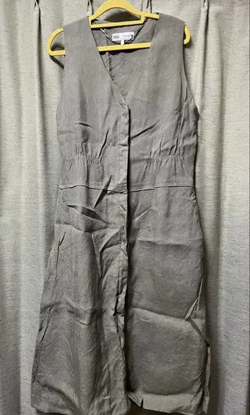 ZARA 슬리브리스 셔츠 원피스 베이지 XL