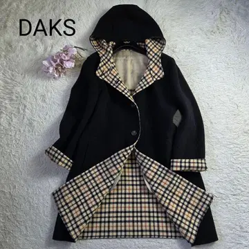 빅 사이즈 새상품급 DAKS 비버 코트 하우스 체크 블랙 XL