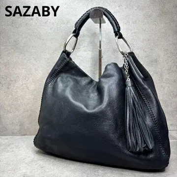 극미품! SAZABY 사자비 가죽 숄더백 A4 가능 대용량 블랙