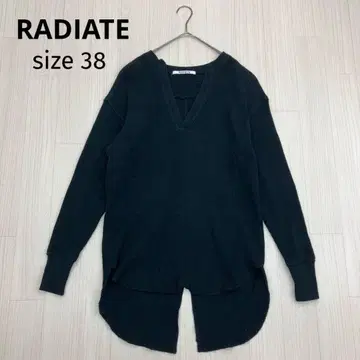 RADIATE 와플 니트 깊은 V넥 드롭 숄더 슬릿