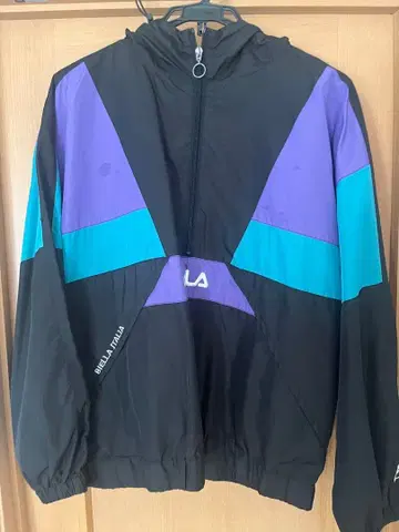 FILA 나일론 자켓 후드 부착 블랙/보라색/파랑