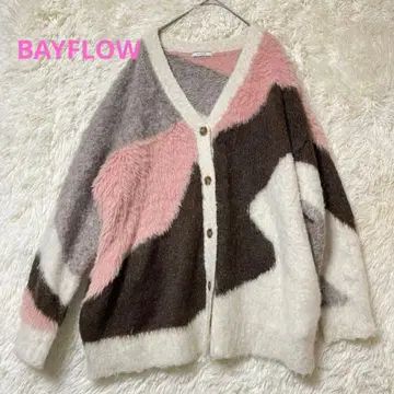 BAYFLOW 뉴앙스 패턴 가디건 화이트 핑크 Free