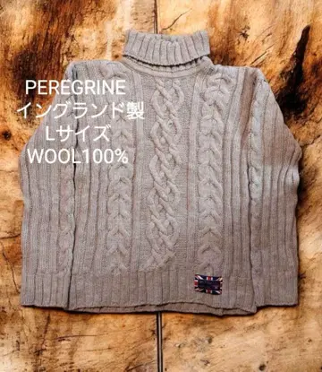 새상품급 모 100% 페레그린 영국제 케이블 니트 L 터틀넥 스웨터