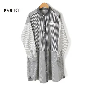 PAR ICI 멀티 패턴 스트라이프 리락시 셔츠 원피스