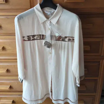 LEONARD 오부 소매 셔츠 40 베이지