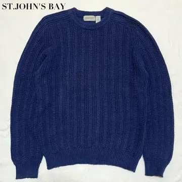 ST. JOHN'S BAY 라미 코튼 두꺼운 원단 케이블 니트 L 네이비