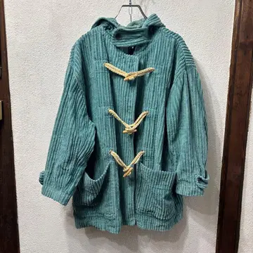 레어 진컬러 코듀로이 더플 코트 굵은 폭 미국 빈티지 의류