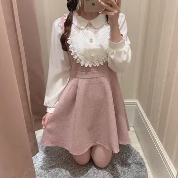 evelyn 옷깃 레이스 턱 OP