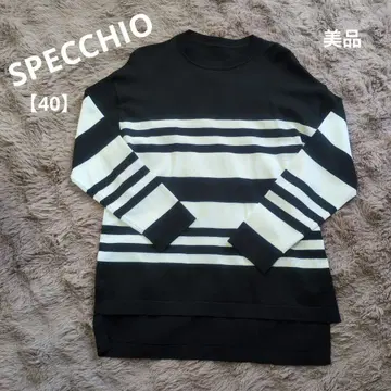 스페치오 스트라이프 긴팔 니트 블랙/화이트 새상품급