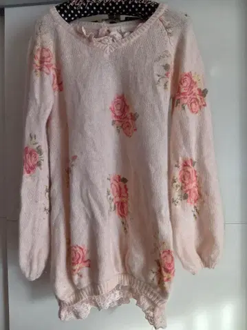 리즈리사 핑크 꽃무늬 니트 원피스