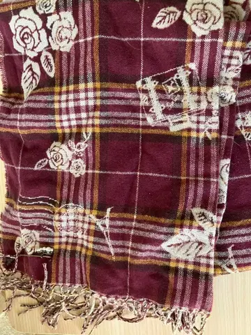 와인 레드 꽃무늬 체크 스톨 [ axes ]