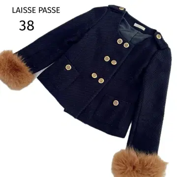 레스 빠세 노카라 코트 자켓 네이비 퍼 골드 버튼 울