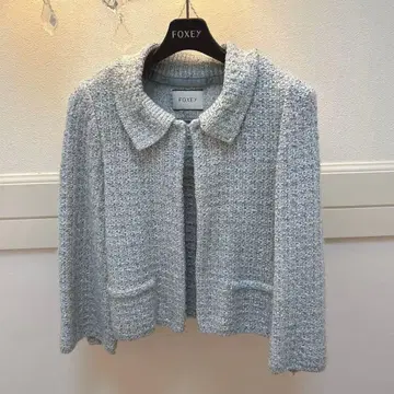 FOXEY 트위드 자켓 폭시 스카이블루 블루