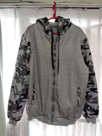 풀 집업 후드티 그레이