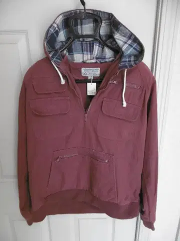 후드 부착 버건디 풀오버