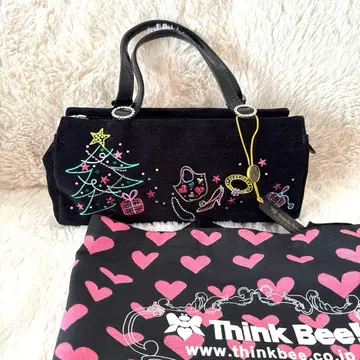 [택 포함 새상품] Think Bee! 자수 디자인 핸드백 블랙