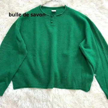 뷔르데사봉 그린 헨리넥 니트 풀오버 긴팔