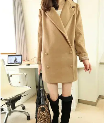 [ 완판템 ] 베이지 더블 브레스트 코트 XL 사이즈