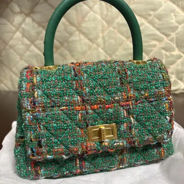 그린 컬러 트위드 숄더백 레레레 MAL