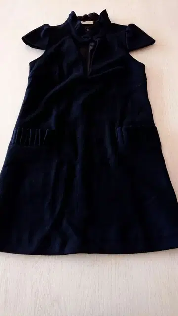 DouDou 원피스 블랙울 블랙 프릴 점프스커트 페미닌