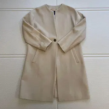 언타이틀 UNTITLED 롱 코트 그레이지 노카라 캐시미어 혼방