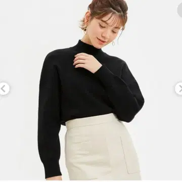 GU 맨투맨 스타일 하이넥 스웨터 블랙 L