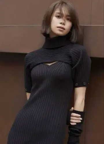 SNIDEL 스나이델 3 피스 니트 원피스 블랙