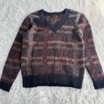 컨디션 최상 BLISS POINT 알파카 뉘앙스 체크 V넥