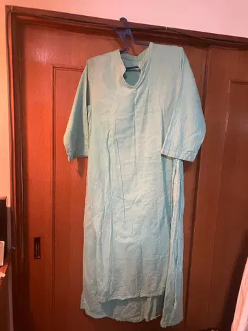 젠 선생님의 일상복 이중 롱 원피스 짙은 민트 그린