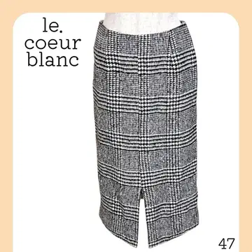 르 쿠르 블랑 레트로 체크 타이트 스커트 포근한 샤기