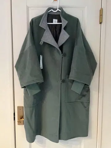 nop de nod 스탠드 카라 박스 코트 카키 모스그린 새상품