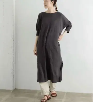 카구레 차콜 긴팔 롱 원피스
