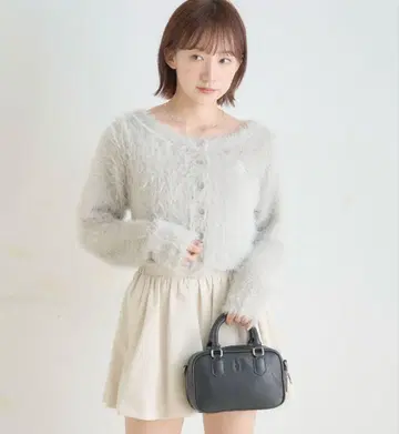 mline 자수 페더 가디건 그레이