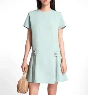 Saturday Club 민트 그린 버튼 사이드 스트랩 원피스