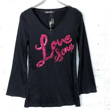 택 포함 데드스탁 LOVESONG 반짝반짝 스팽글 자수 롱 T