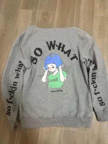 레어 overPrint 그레이 후드티 M 사이즈