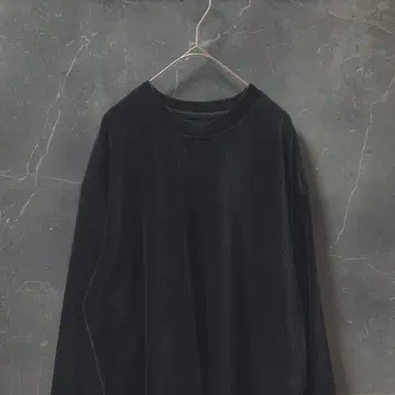 90s DOMANI 빈티지 벨로아 긴팔 티셔츠 L 블랙