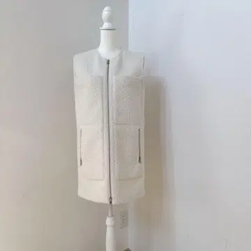 띠어리 아이보리 보아풍 집업 베스트 지레 S 9호