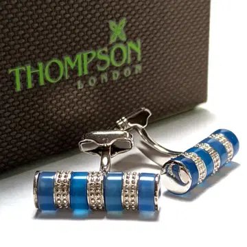 tsc177 영국제 톰슨 커프 링크스 바 실버 x 블루 파랑 회전