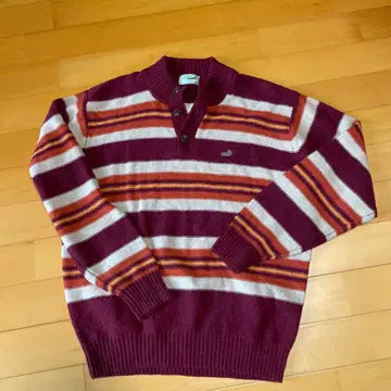 Crocodile 와인 레드 스트라이프 스웨터 LL