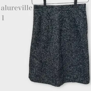 알아바일 헤링본 무늬 타이트 스커트 울 혼방 블랙 S 깔끔한 가을/겨울